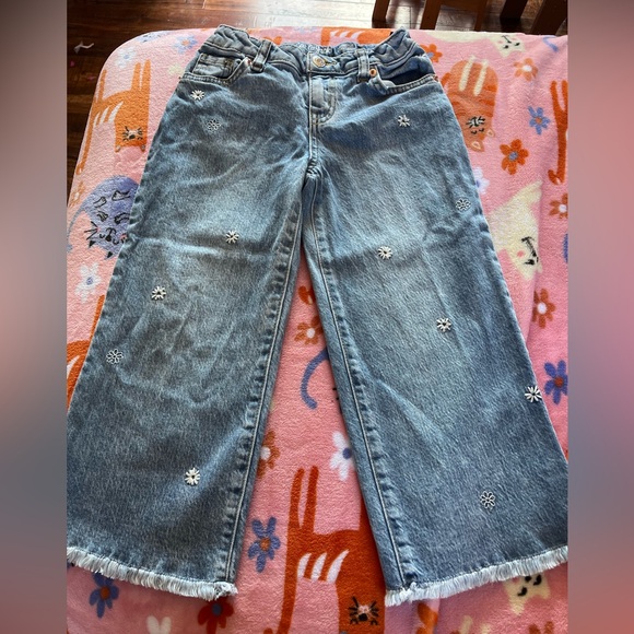 Cat & Jack Blue Flare Jeans with Floral Embroidery - Picture 1 of 4
